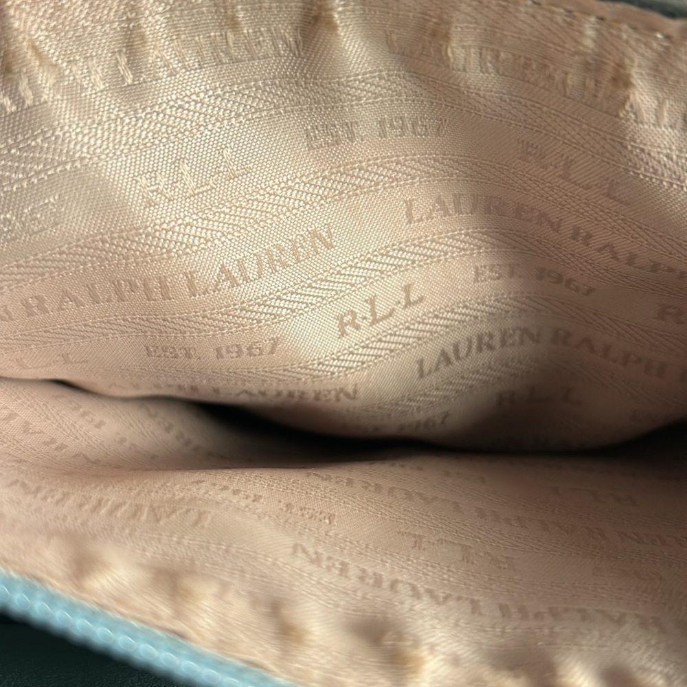 Lauren Ralph Lauren Dryden Marcy Tote Bag Colorblock Blue Tan - Picture 11 of 11